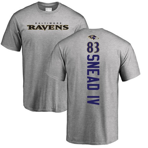Men Baltimore Ravens Ash Willie Snead IV Backer NFL Football #83 T Shirt